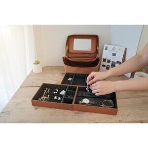 Joy Mangano The Jewel Kit Trio PLUS Double Decker Jewelry Tray with Lid